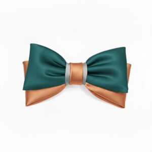 Men's Teal and Copper Satin Bow Tie with Gray Band