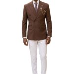 Men's Brown Double-Breasted Suit - Modern Fit Style 1 Men's Brown Double-Breasted Suit - Modern Fit Style