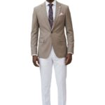 Men's Slim Fit Khaki Suit Jacket - Single-Breasted 2 Men's Slim Fit Khaki Suit Jacket - Single-Breasted