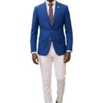 Men's Royal Blue Blazer & White Pants Suit Set 1 Men's Royal Blue Blazer & White Pants Suit Set