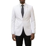 Mens Off-White Slim Fit Blazer – Modern Formal Jacket 2 Mens Off-White Slim Fit Blazer – Modern Formal Jacket