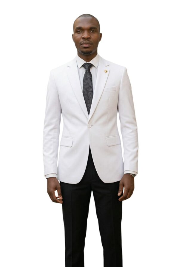 Mens Off-White Slim Fit Blazer – Modern Formal Jacket