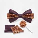 Men's Plum & Paisley Bow Tie Set with Lapel Pin