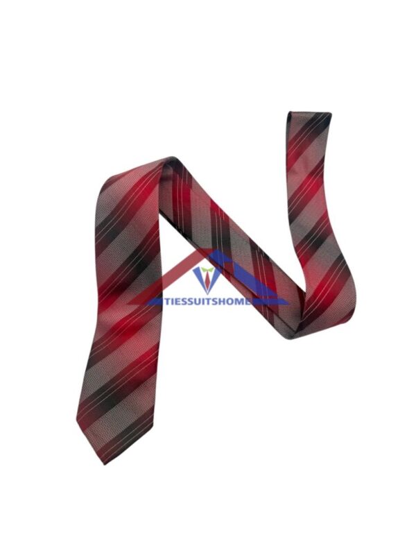 Men's Red & Gray Striped Silk Tie – Limited Edition