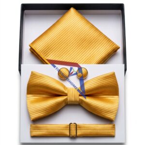 Golden Yellow Bow Tie & Pocket Square Set – Limited Stock