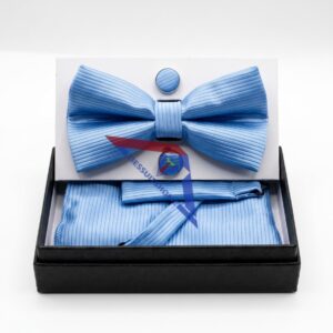 Elevate Your Look: Sky Blue Bow Tie & Cufflink Set