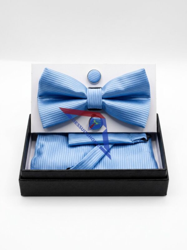Elevate Your Look: Sky Blue Bow Tie & Cufflink Set