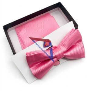 Pink Bow Tie & Pocket Square Set for Men Events