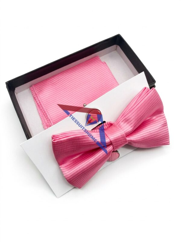 Pink Bow Tie & Pocket Square Set for Men Events