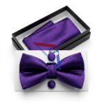 Regal Purple Bow Tie & Pocket Square Set for Men