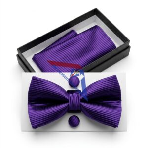 Regal Purple Bow Tie & Pocket Square Set for Men