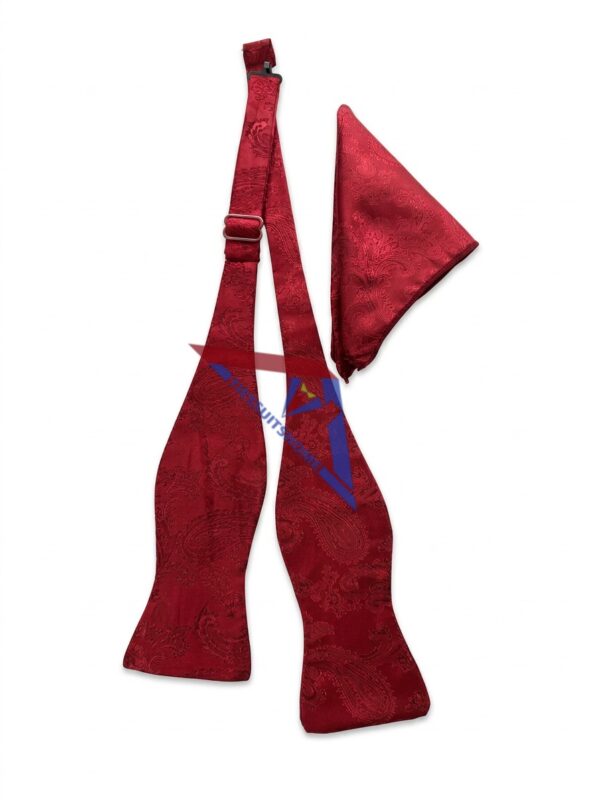 Crimson Paisley Bow Tie & Pocket Square Set for Men