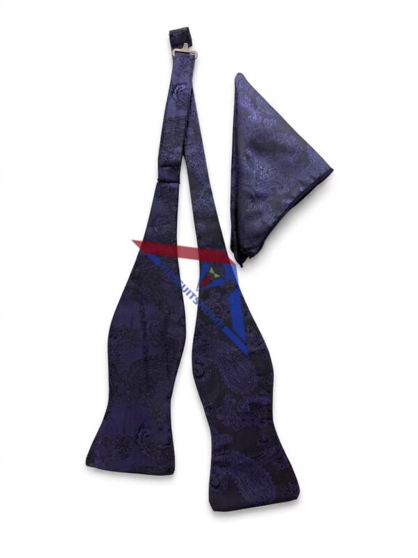 wm-1786420838571-9lfr11fwpal.jpg Men's Navy Paisley Bow Tie & Pocket Square Set