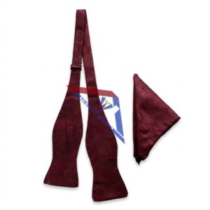 Men's Burgundy Paisley Bow Tie & Pocket Square Set