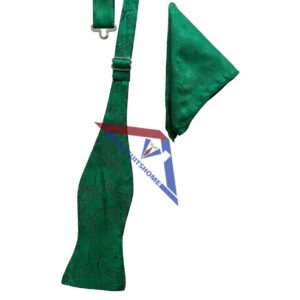 Emerald Green Paisley Bow Tie & Pocket Square Set